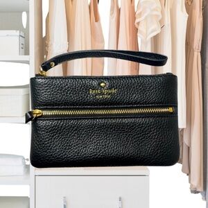 NWT Kate Spade ‘Bee’ Cobble Hill Zip Wristlet, Black WLRU3048